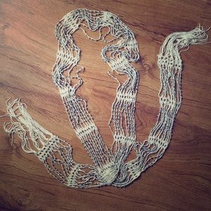 Beaded scarf or belt with tassels